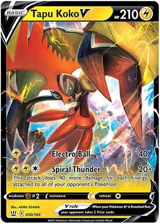 Pokemon Single Card TAPU KOKO V 050/163 Battle Styles Pokemon Single Card TAPU KOKO V 050/163 Battle Styles