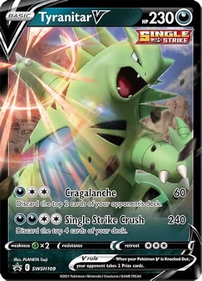 Pokemon Single Card Tyranitar V - SWSH109 - Holo Foil Black Star Promo - Single Strike
